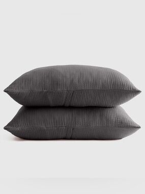 NWOT Quince Organic Airy Gauze King Sham Set of 2 in Charcoal Grey